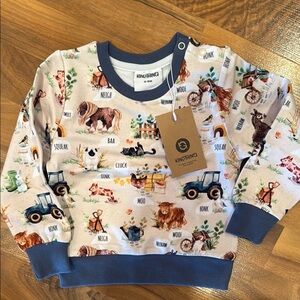 Pasture animals Crewneck Sweatshirt farm tractor NWT bamboo spandex blend‎